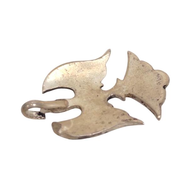 Sterling Silver Peyote Bird Pendant Crushed Stone Inlay 5.5 G 1.25 Inch Native - Picture 2 of 8